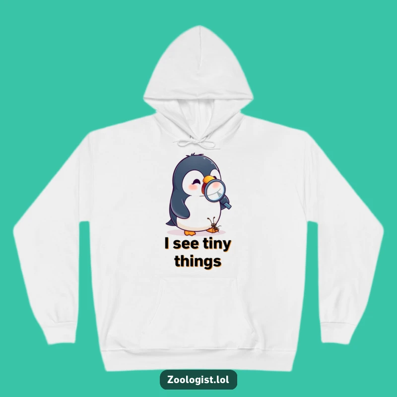 Funny Penguin Ant Magnifying Hoodie - Cozy Hilarious Adventure Sweatshirt