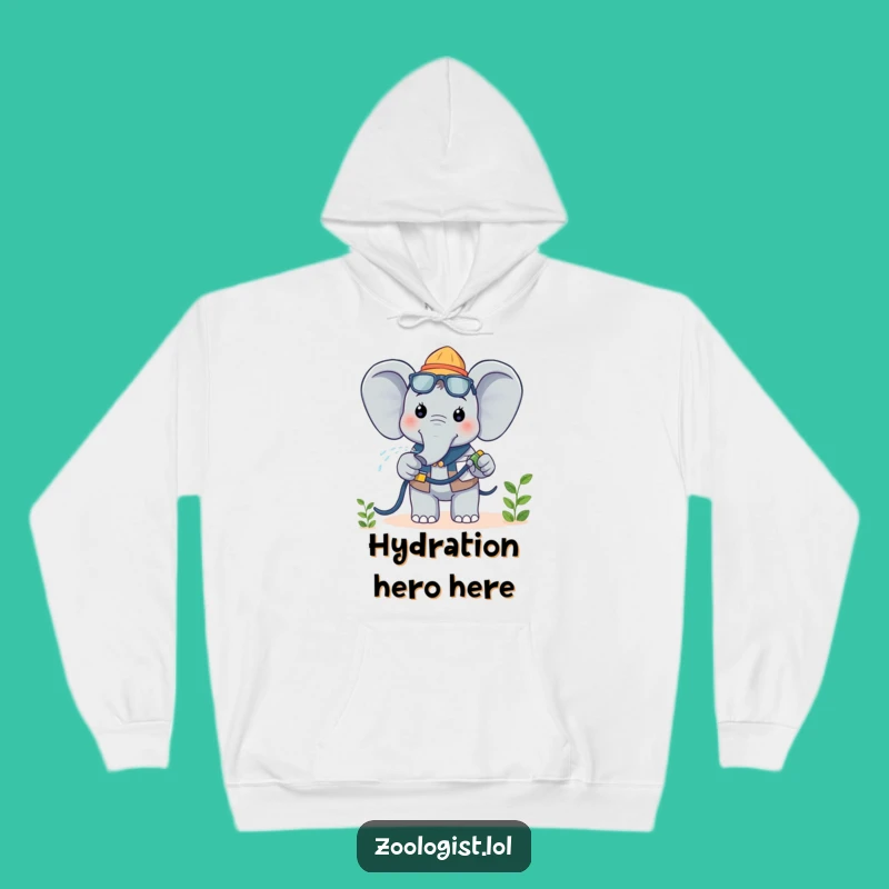 Cozy Funny Kawaii Elephant Zoologist Hoodie: Stay Hydrated with Humor, a Great Gift!