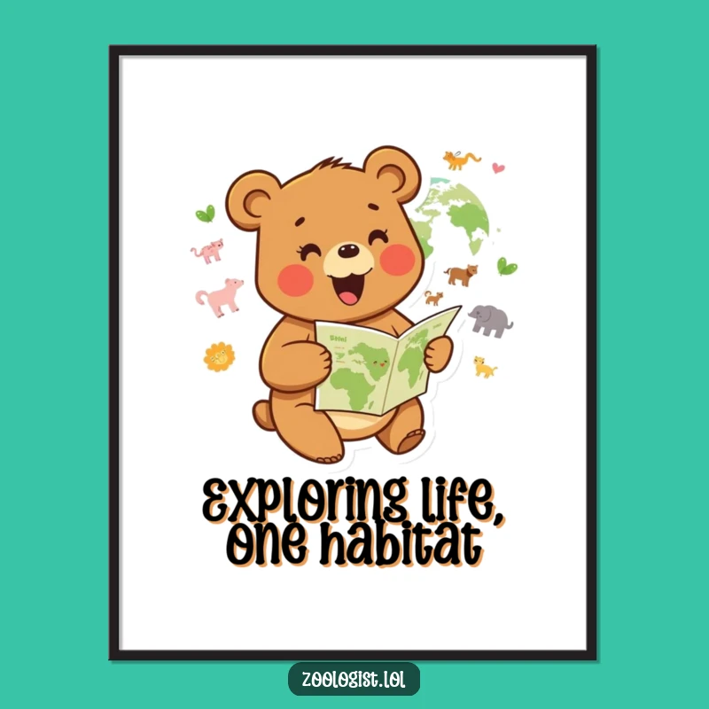 Free Printable Wall Art: Bear Explorer, Funny Downloadable Decor for Adventure Spaces!