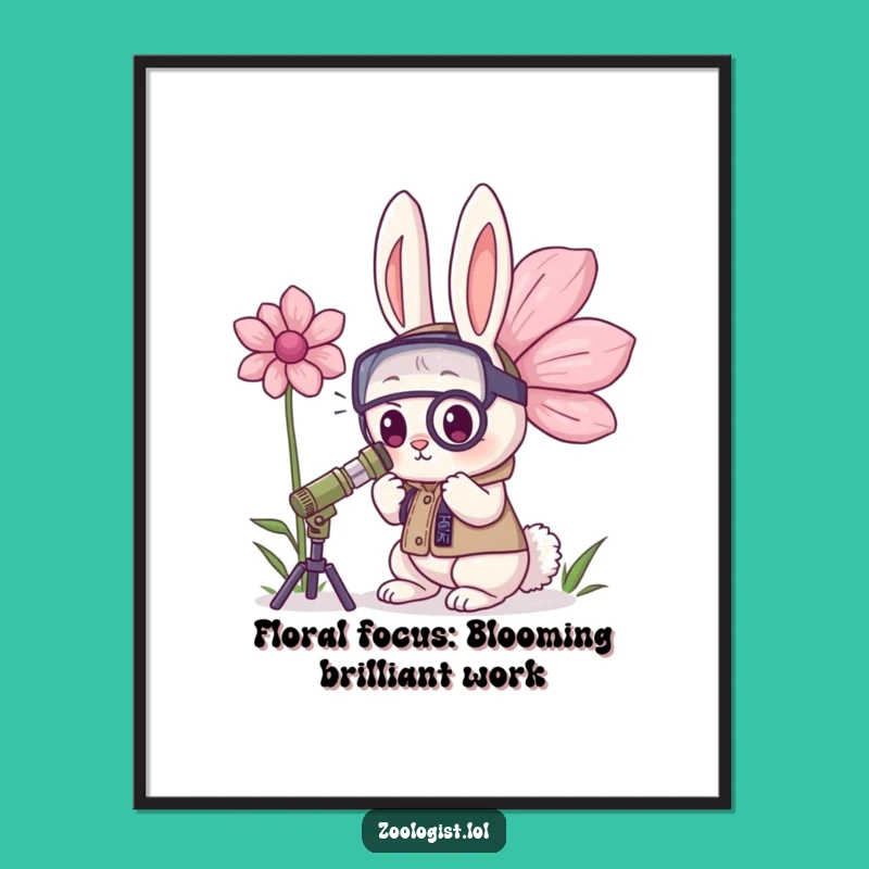Free Printable Wall Art: Funny Kawaii Rabbit Zoologist Study Session Digital Download