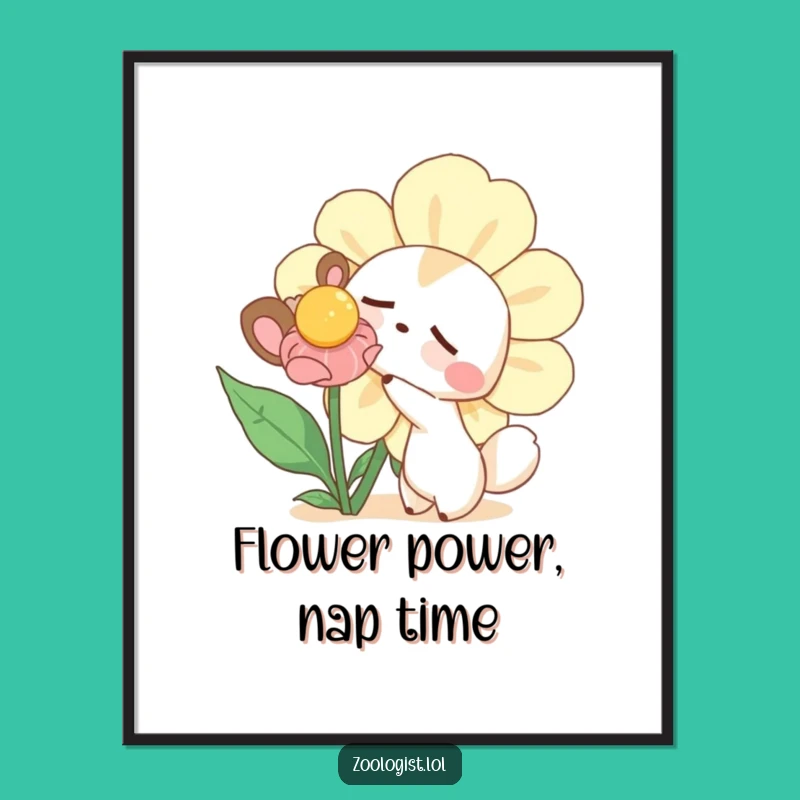 Free Printable Wall Art: Curious Animal & Flower - Funny Downloadable Art Gift