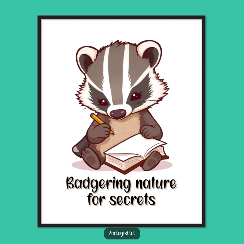 Free Printable Wall Art: The Keen Badger Zoologist - Funny Downloadable Gift