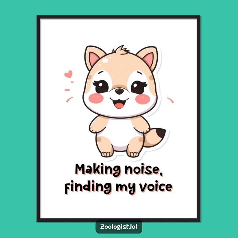 Funny Free Printable Wall Art: Happy Animal Sound Character - Cheerful Downloadable Decor