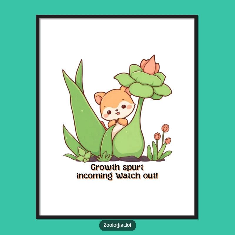 Funny Free Printable Wall Art: Curious Animal Poking Plant Downloadable Decor