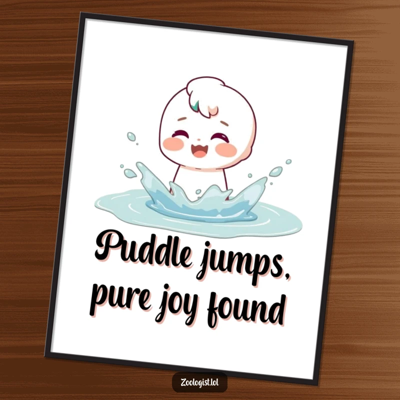 Funny Free Printable Wall Art: Character joyfully splashing in water with a big smile, playful home decor.