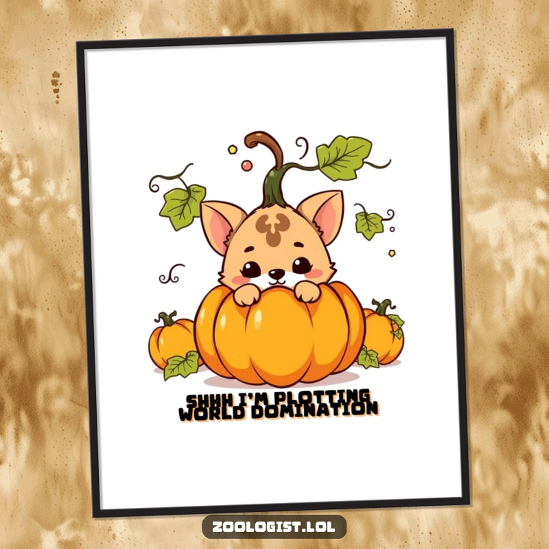 Funny Free Printable Wall Art: Mischievous animal peeking from behind a plant, adding a touch of humor.