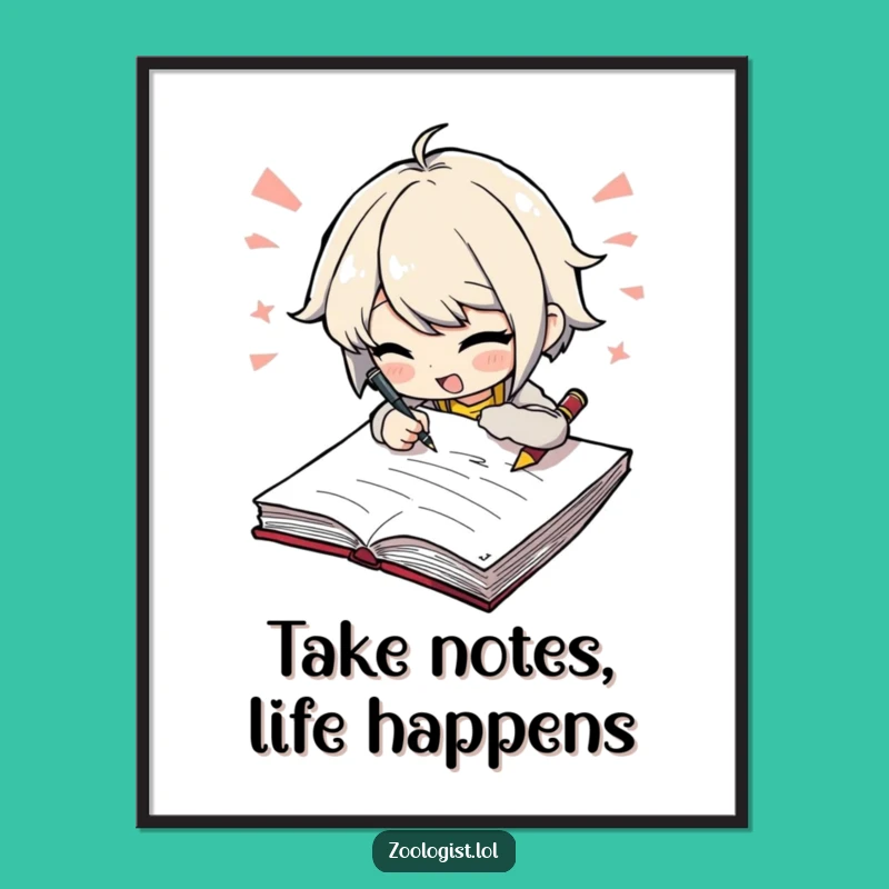 Funny Free Printable Wall Art - Excited Note-Taker Decor