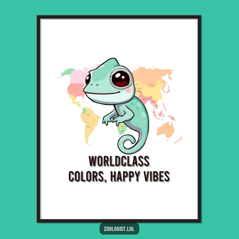 Funny Free Printable Wall Art: Chameleon Map - Vibrant Downloadable Decor!