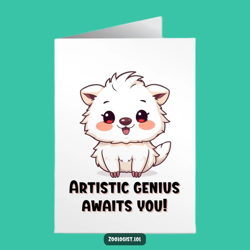 Free Printable Birthday Card: Funny Animal Artist Sketching Delightful Gift