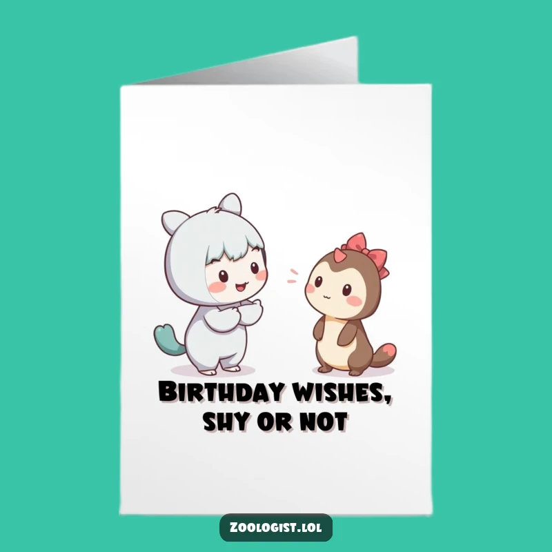 Free Printable Funny Birthday Card: Shy Creature Communicator for Unique Wishes Downloadable Gift