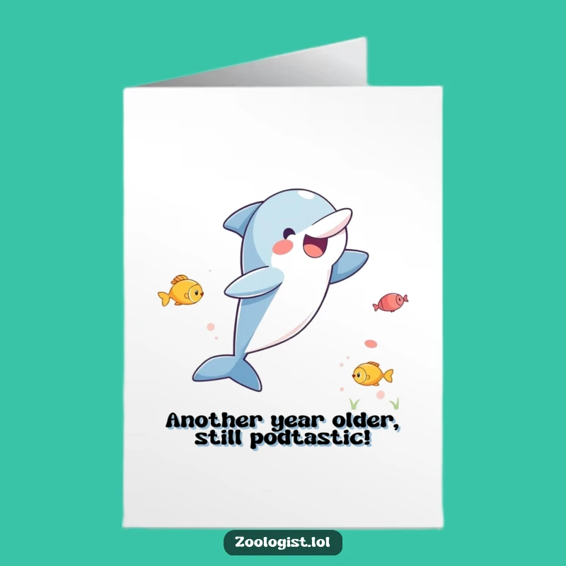 Free Printable Birthday Card: Funny Dolphin Leaping, Perfect DIY Downloadable Gift!