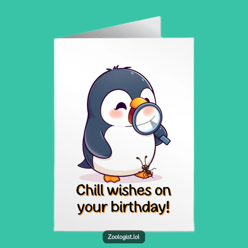 Free Printable Birthday Card: Funny Penguin Investigator, Perfect Downloadable Gift