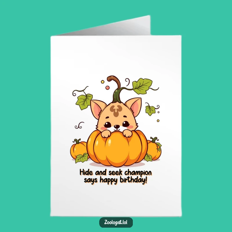 Free Printable Birthday Card: Mischievous Animal Hiding Funny Downloadable Gift