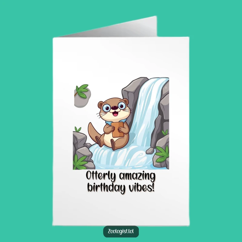 Free Printable Kawaii Otter Zoologist Birthday Card: Funny Downloadable Gift for Adventurous Souls
