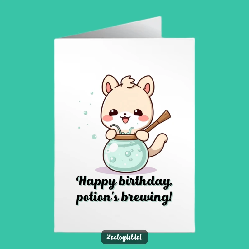 Potion Maker Free Printable Birthday Card: Funny Cartoon Downloadable for Magical Wishes