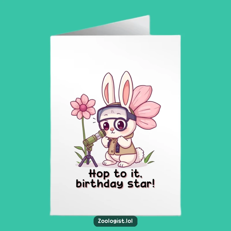 Free Printable Funny Birthday Card: Kawaii Rabbit Zoologist Delivers Laughs