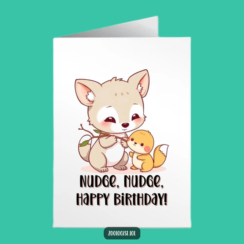 Free Printable Birthday Card: Curious Animal Nudging Friend - Sweet & Funny DIY