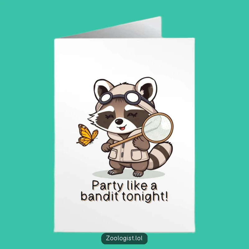 Free Printable Kawaii Raccoon Zoologist Birthday Card: Funny Downloadable Gift for Nature Lovers