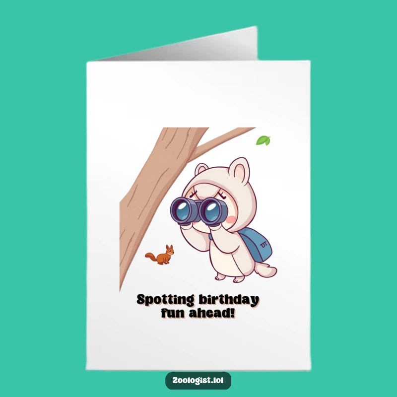 Free Printable Birthday Card: Cute Spotter, Squirrel Watching Fun