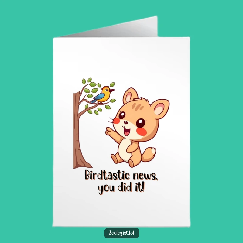 Free Printable Congrats Card: Excited Bird Pointer Animal - Cheerful Download