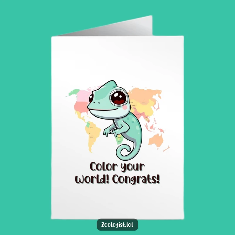 Free Printable Congrats Card: Chameleon Celebration - Humorous Downloadable!