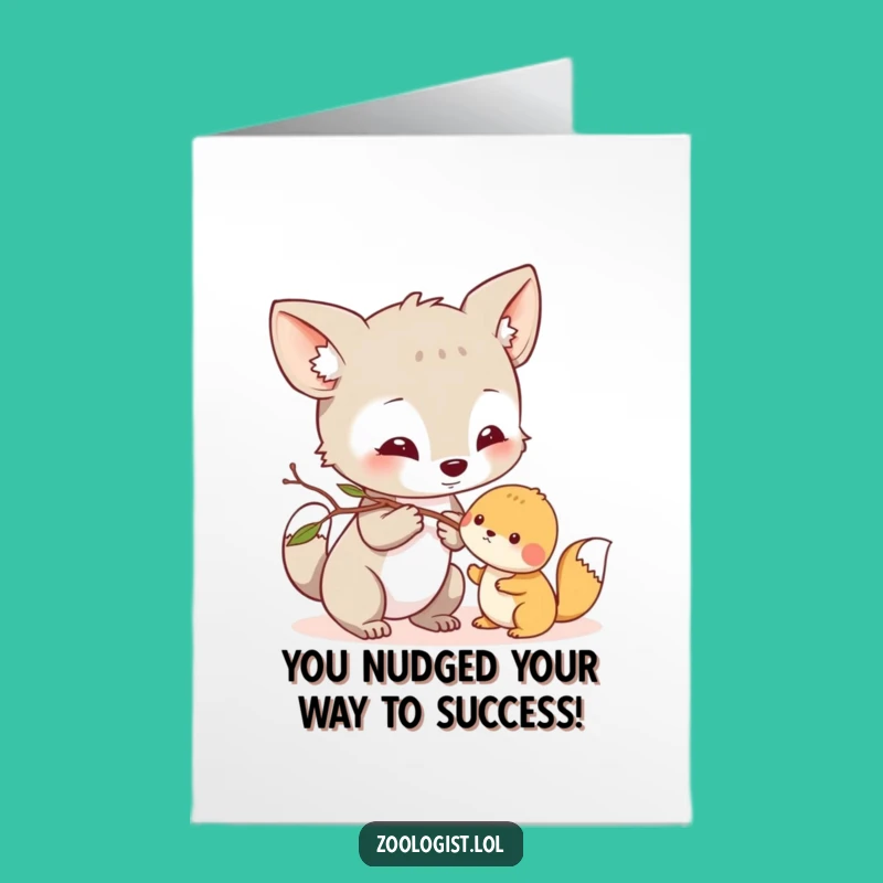 Free Printable Congrats Card: Curious Creature Interaction - Whimsical Download