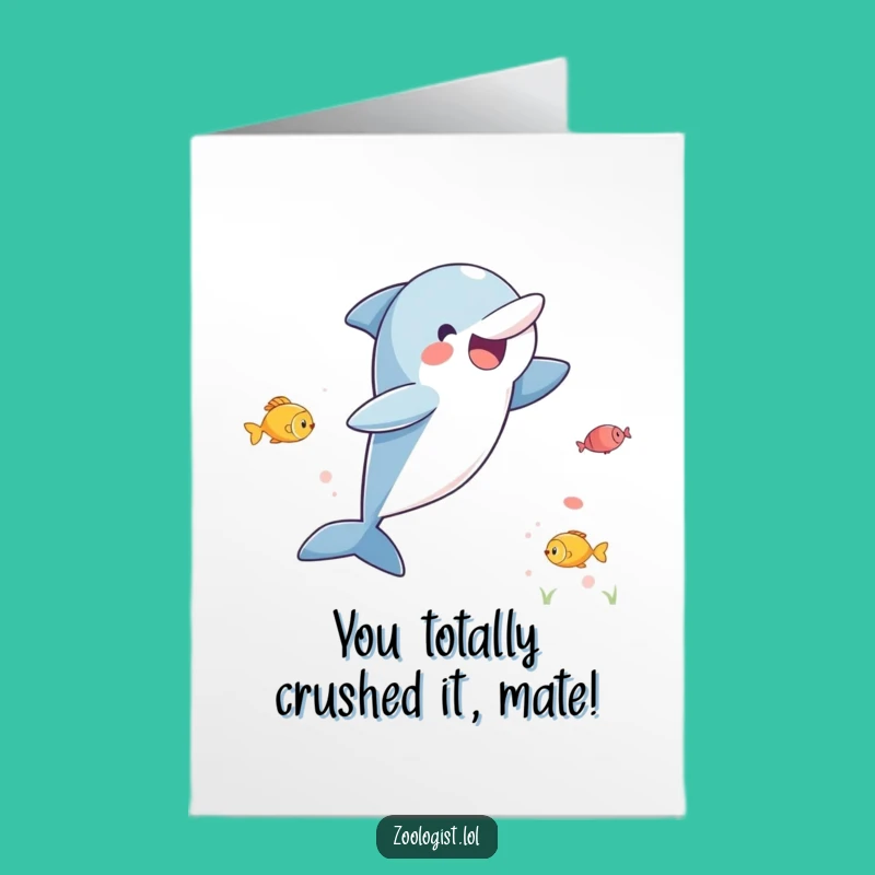 Free Printable Congrats Card: Joyful Dolphin Leaping, Brilliant DIY Downloadable Gift!