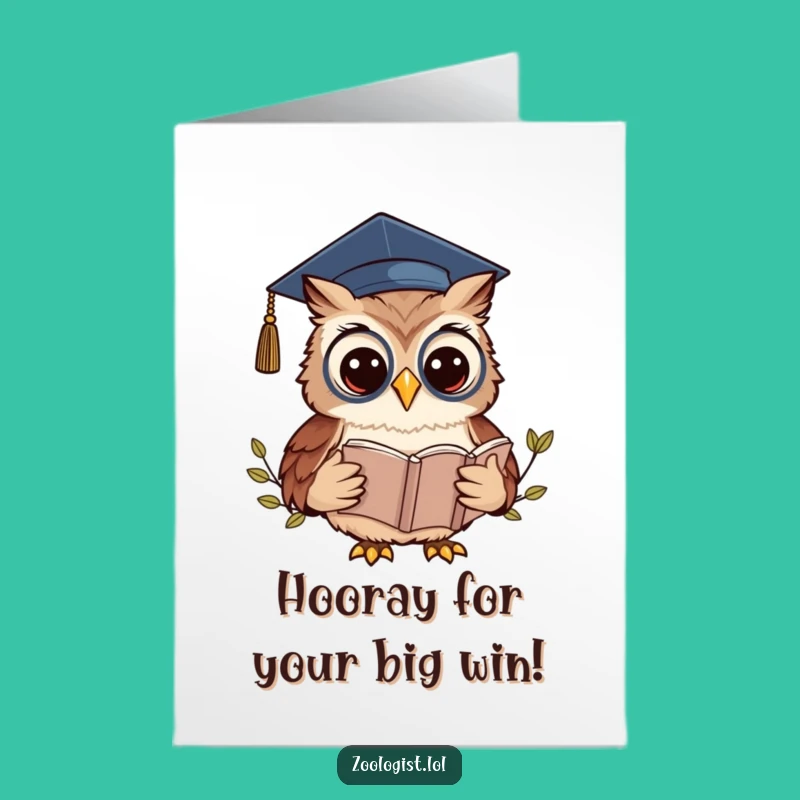 Free Printable Congrats Card: Owl Zoologist Graduation Cap Funny Downloadable Achievement Gift
