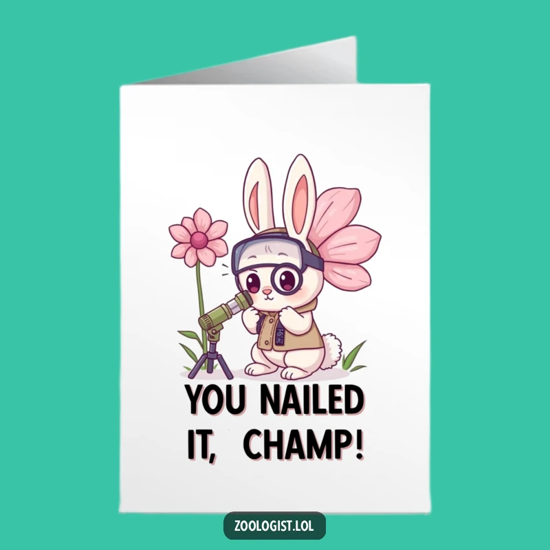 Free Printable Kawaii Rabbit Zoologist Card: Celebrate Success with Laughter