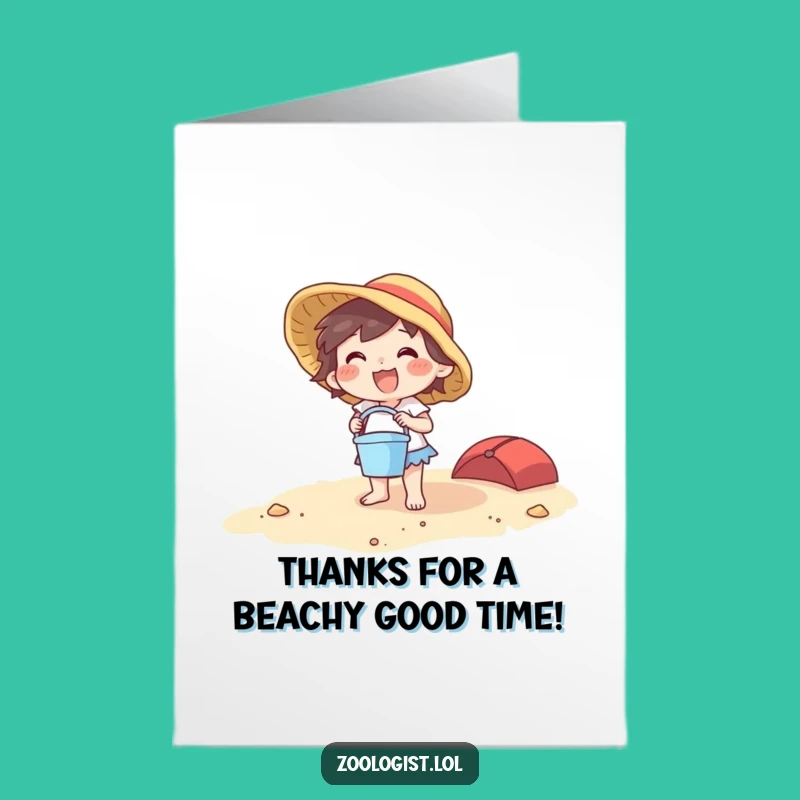 Free Printable Beach Thank You Card: Joyful Character, Grateful Fun
