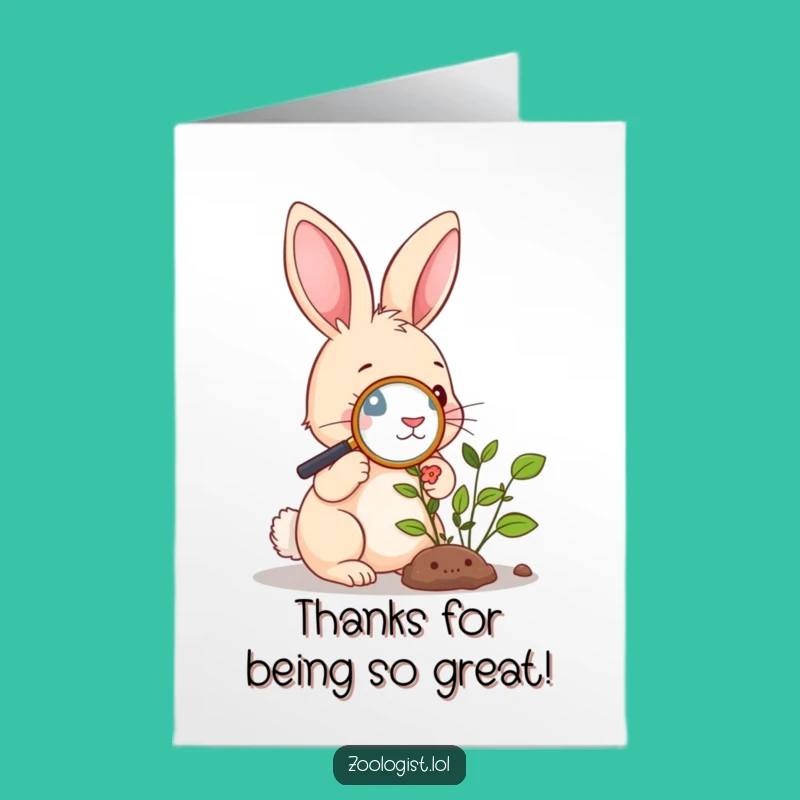 Free Printable Rabbit Thank You Card: Funny Plant Explorer DIY Downloadable Gift