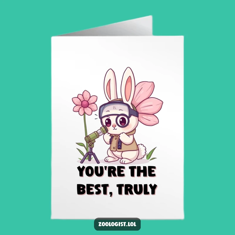 Free Printable Thank You Card: Kawaii Rabbit Zoologist Expresses Gratitude Hilariously