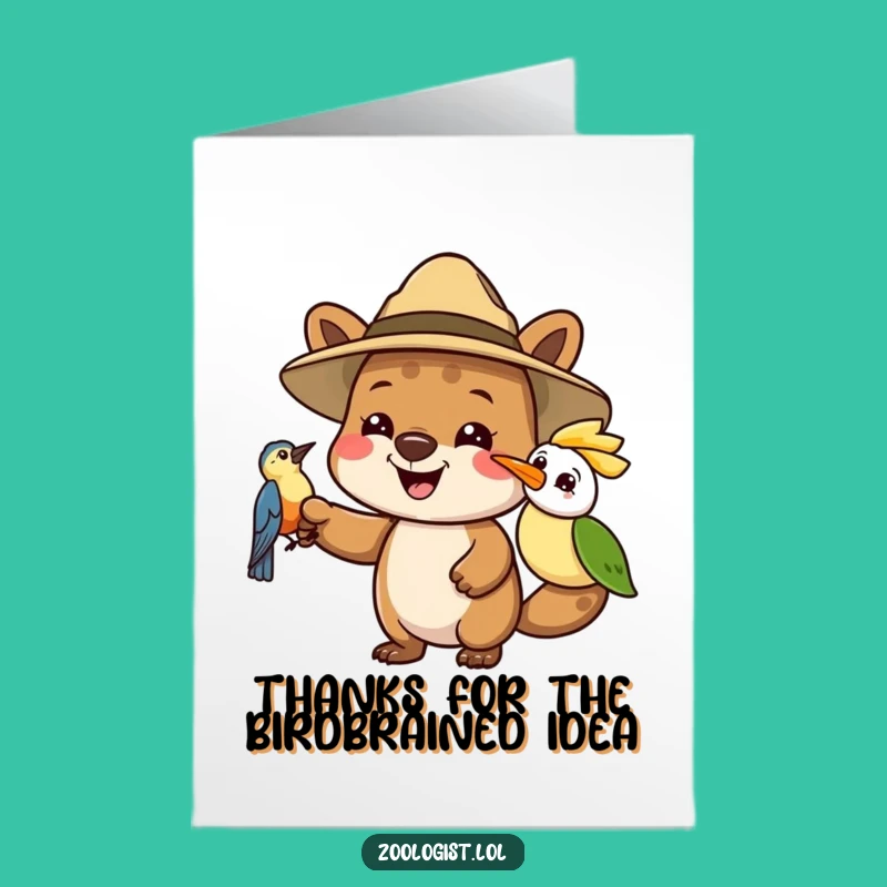 Free Printable Thank You Card: Safari Animal Bird Funny Downloadable Gift