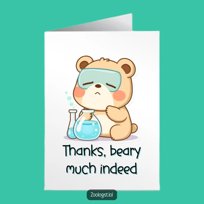 Free Printable Kawaii Bear Zoologist Thank You Card: Funny Downloadable Gift for Sleepy Helpers