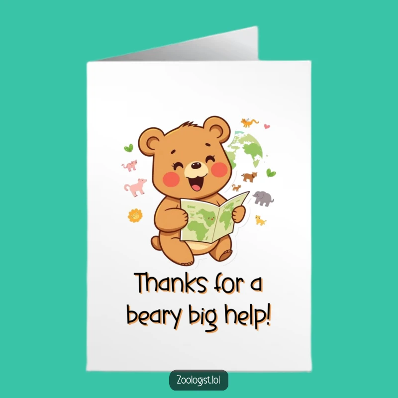Free Printable Thank You Card: Bear Explorer, Funny Downloadable Gift for Guidance!