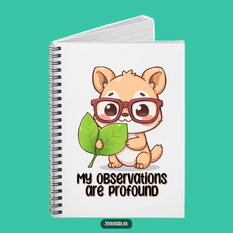 Funny Scientist Notebook - Cute Animal Character with Glasses, Leaf Study Design, Perfect Gift