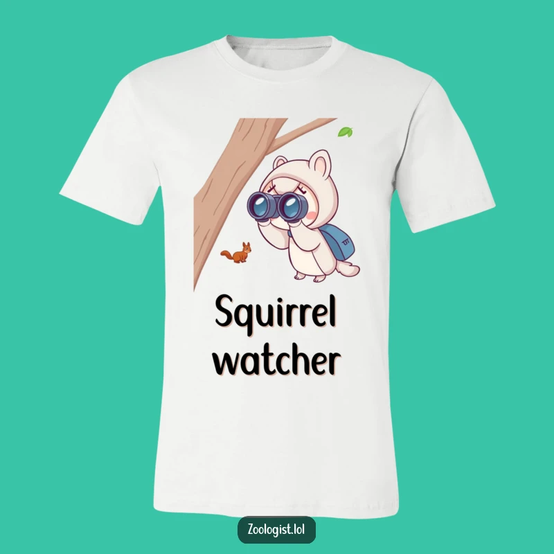 Funny Squirrel Spotting T-Shirt: Binocular View Design, Great Gift for Outdoor Enthusiasts