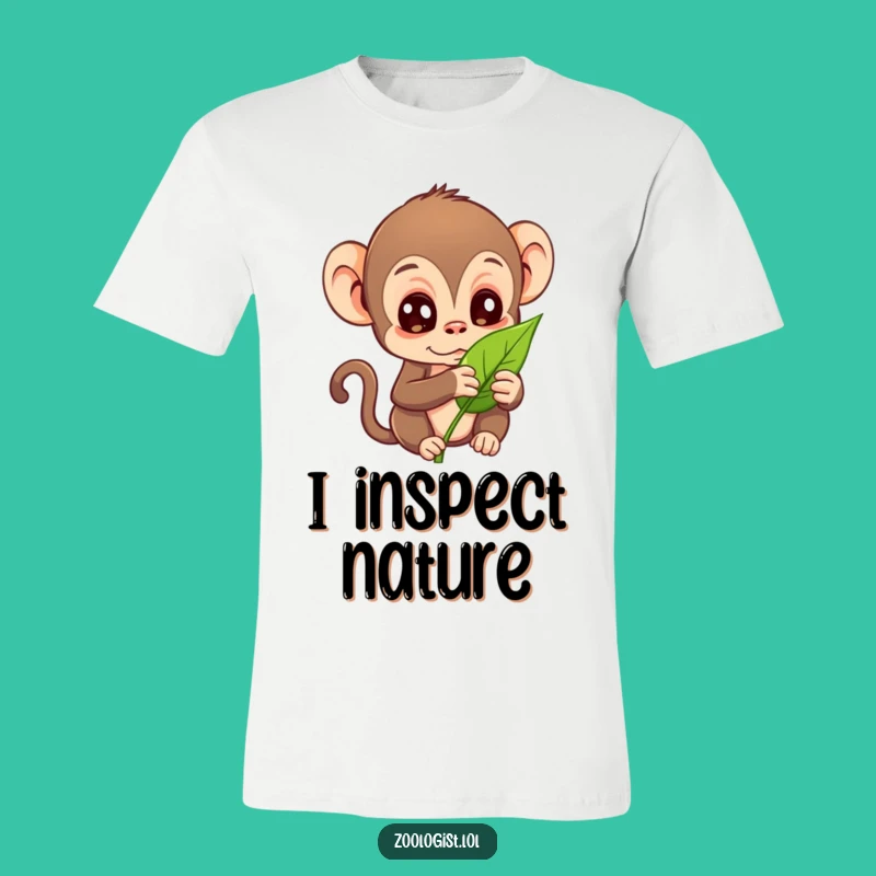 Funny Curious Monkey Leaf T-Shirt: Humorous Nature Apparel and Gift