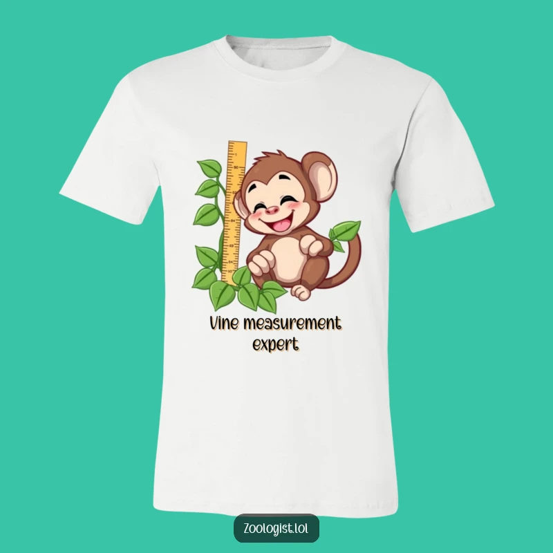 Funny Monkey Measuring T-Shirt: Hilarious Jungle Adventure Humor Everyday Wear