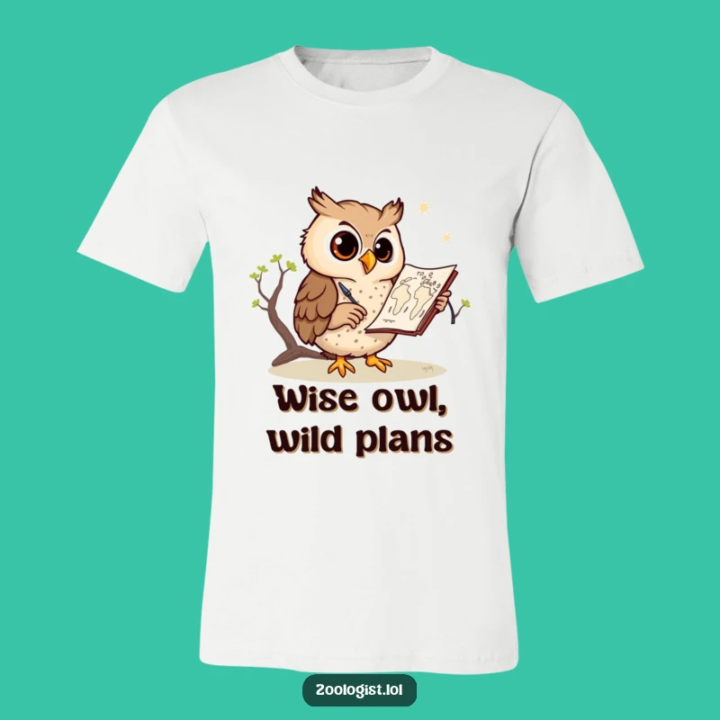 Funny Owl Sketching Savanna Map T-Shirt: Quirky Graphic Tee for Nature Lovers