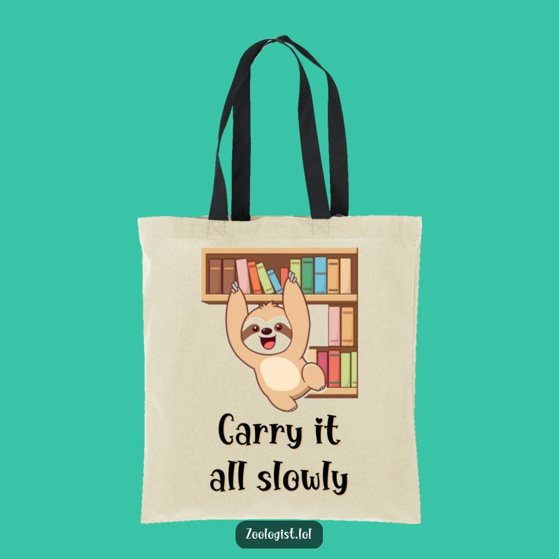 Funny Sloth Bookshelf Tote Bag: Carry Your Books with Hilarious Style