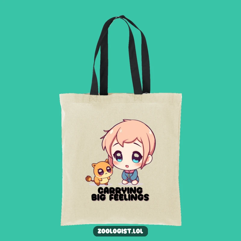 Funny Character Tote Bag: Amazed Discovery of Tiny Creature Accessory