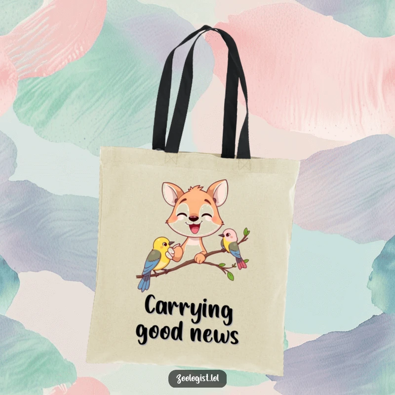Funny happy animal gazer pointing excitedly at a small bird, reusable tote bag, bird watching, perfect funny gift.