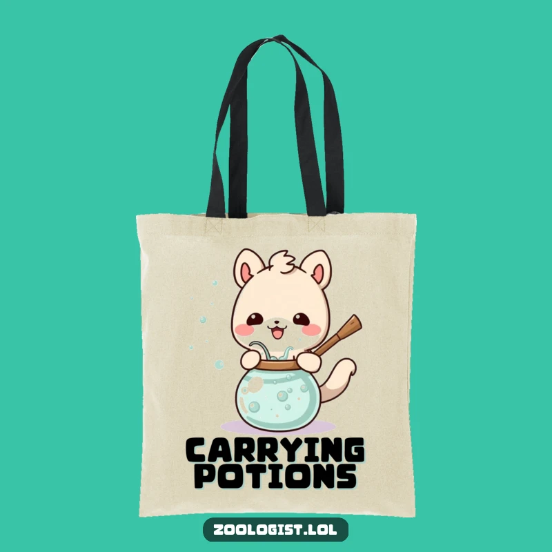 Funny Animal Potion Stirring Tote Bag Magical Accessory, Hilarious Gift