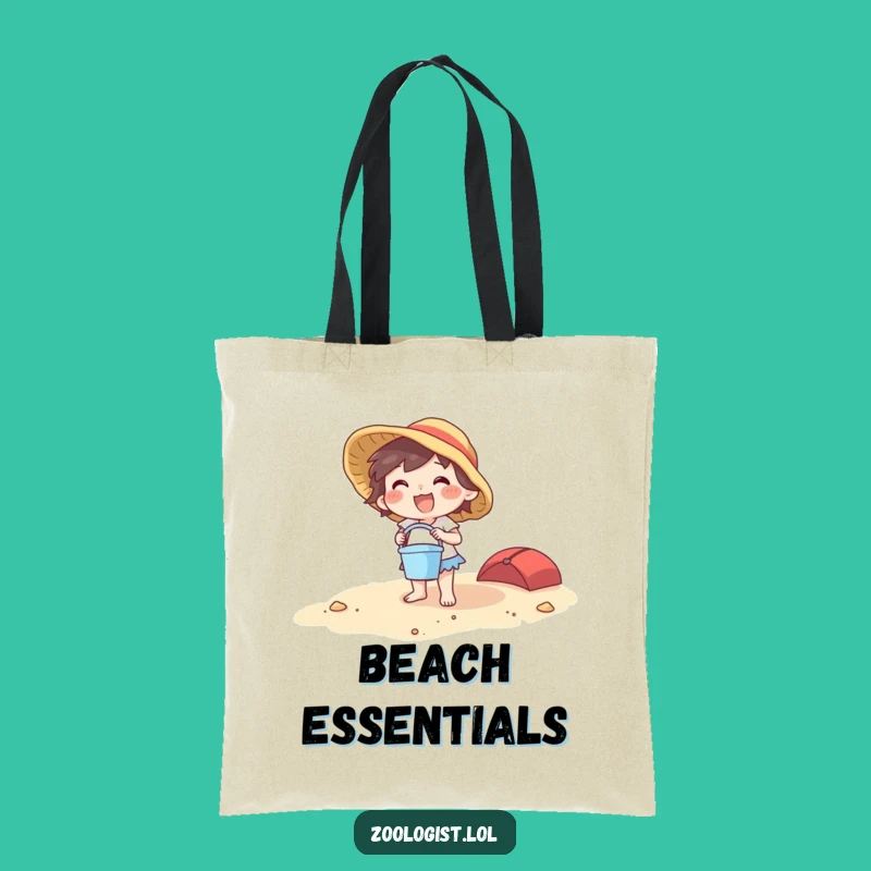 Funny Beach Character Tote Bag: Joyful Bucket & Spade, Practical Gift for Day Trips