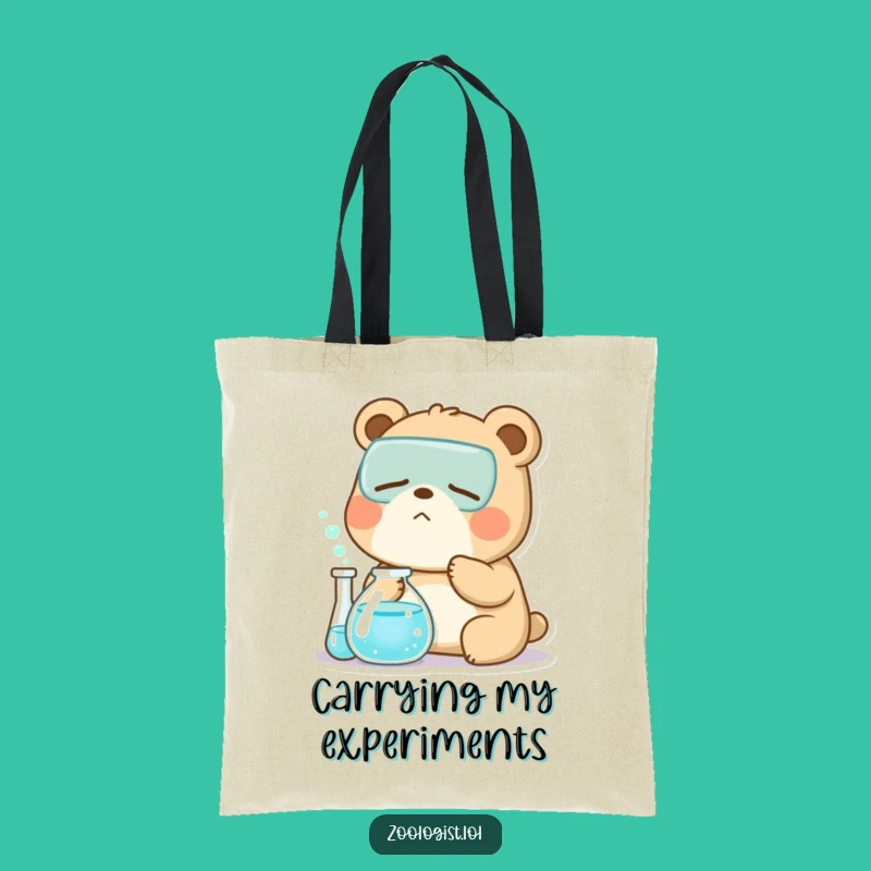 Funny Kawaii Bear Zoologist Tote Bag: Cute Sleepy Lab Carry-All