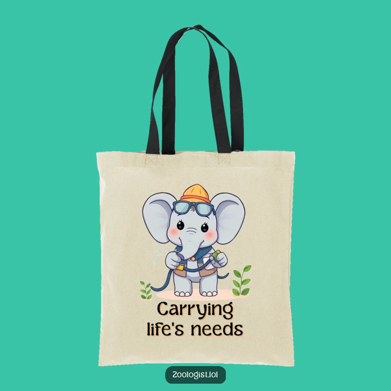 Funny Kawaii Elephant Zoologist Tote Bag: Carry Smiles & Greenery, a Perfect Gift!