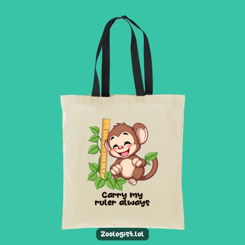 Funny Monkey Measuring Tote Bag: Carry Your Essentials with Jungle Flair