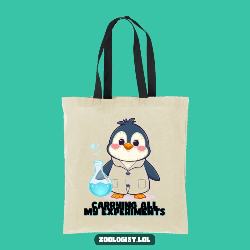 Funny Penguin Scientist Tote Bag: Carry Your Discoveries with Hilarious Style