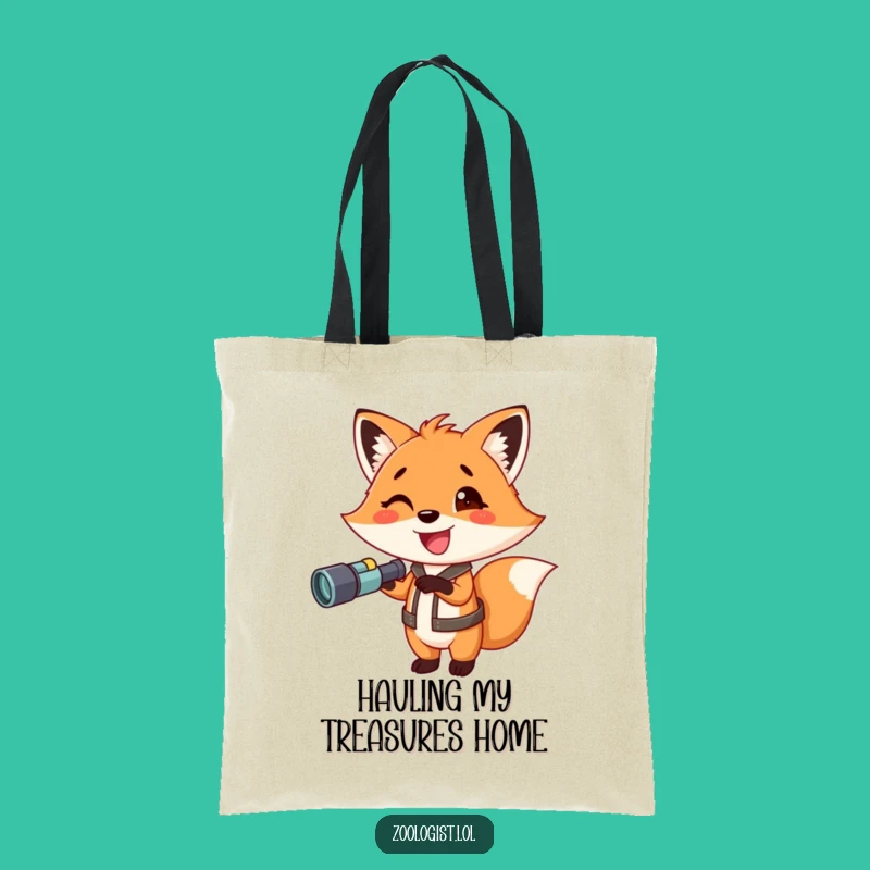 Funny Fox with Binoculars Tote Bag: Carry Your Adventures in Style